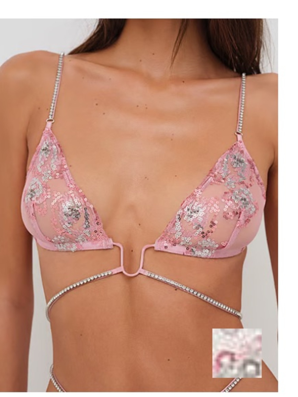 NWT Set For Love And Lemons Kristi Thong and Bra- Light Pink - Picture 3 of 3